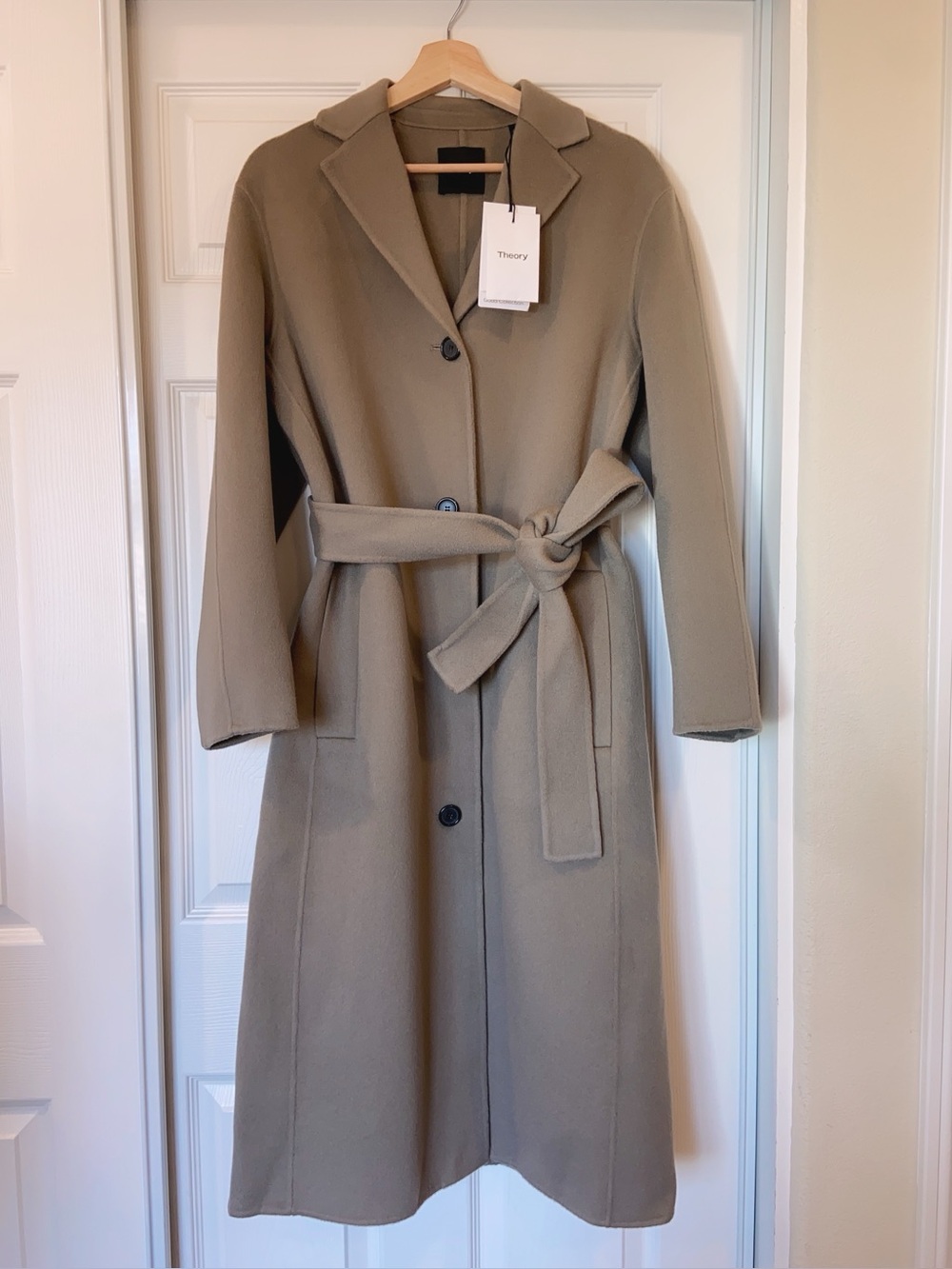 NWT $1095 Theory Belted Coat in Recycled Wool-Cashmere Coat
